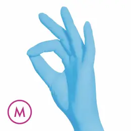 Luvas de nitrilo, sem pó – M, 100 unidades